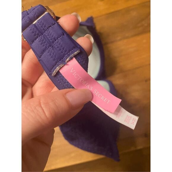 Victorias Secret 34DD the flirt bandeau bikini top blue strapless lace - Picture 5 of 7